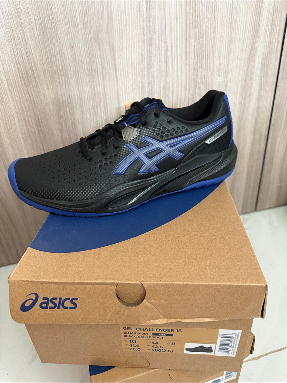 Asics Gel-Challenger 15 Men's Black with Dark Cobalt Accents